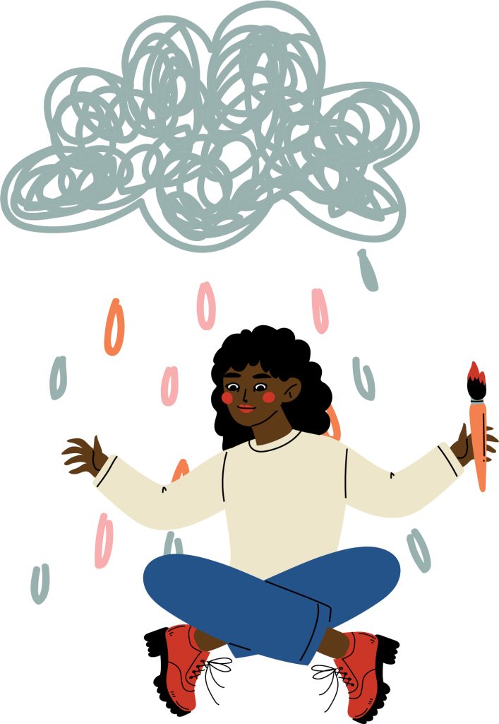 girl-and-cloud-and-crying-(002) Drawing of a child sitting under a crying cloud